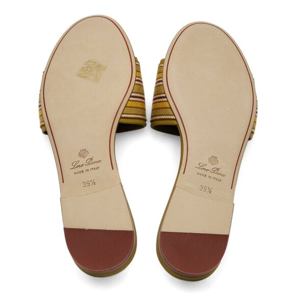 Loro Piana The Suitcase Stripe Sandals in Yellow $750 - Picture 12 of 13